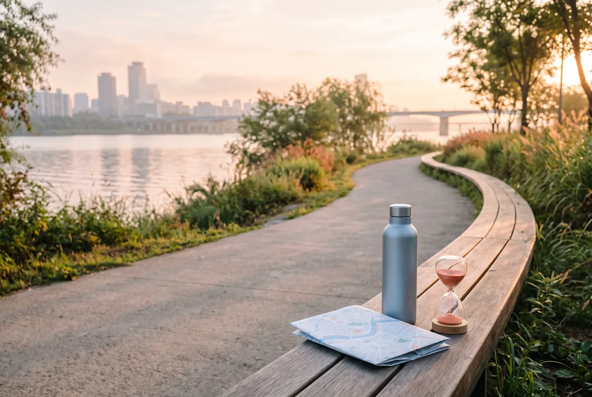 서울달리기 디지털 생활의 균형을 보여 주는 편집 이미지